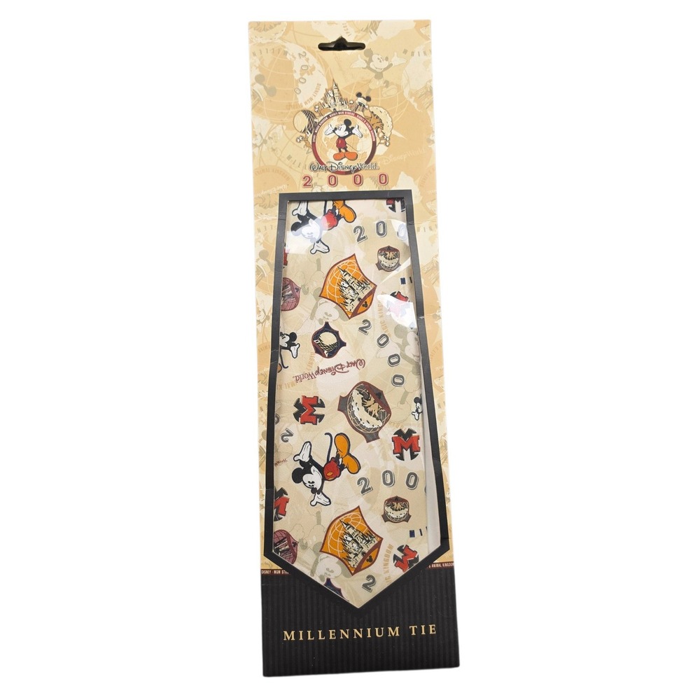 Vintage Walt Disney World 2000 Millennium Tie 100% Silk Mickey Mouse Y2K Disney